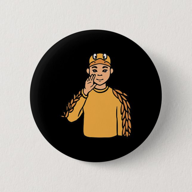 Tierstich der Hand Gesture Deaf Hörverlust Button (Vorderseite)