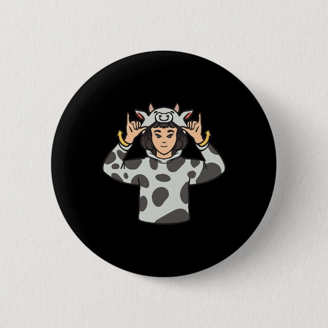 Tierstich der Hand Gesture Deaf Hörverlust Button (Vorderseite)