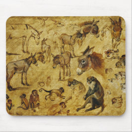 Tierstudien: Esel, Affen, Katzen und Hunde Mousepad