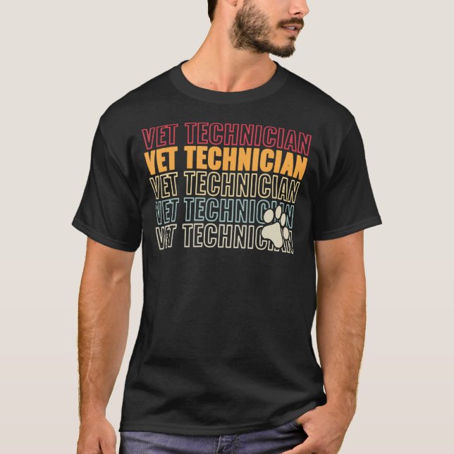 Tiertechniker Tiertechniker Techmänner Katzenretro T-Shirt (Vorderseite)