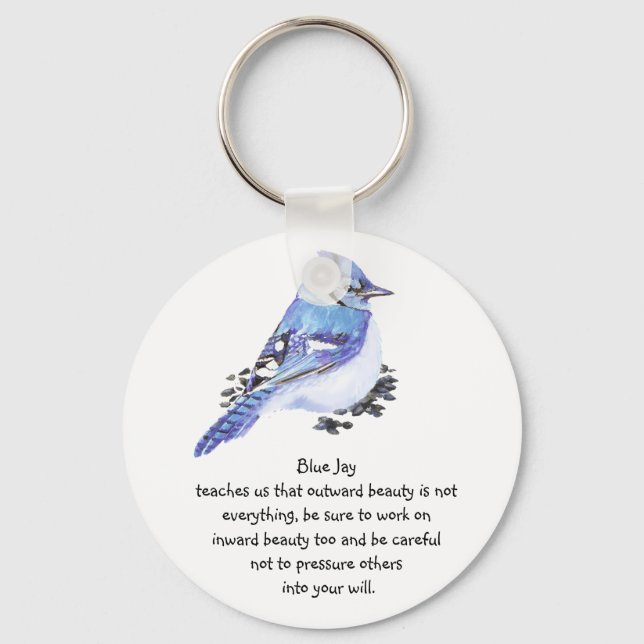 Tiertotem Blau Jay Inspiration Naturleitfaden Schlüsselanhänger (Vorderseite)