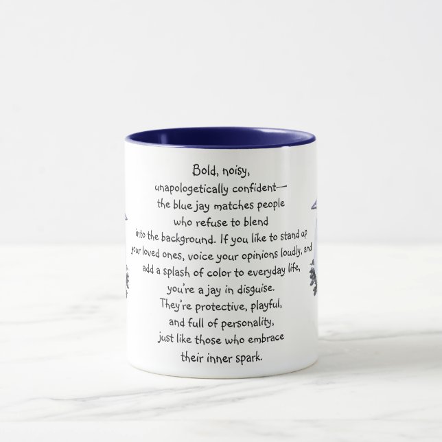 Tiertotem Blau Jay Inspiration Naturleitfaden Tasse (Zentrum)