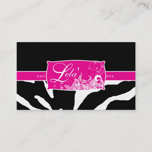 TierVisitenkartezebra-Nagel-Salon-Rosa Visitenkarte (Vorderseite)