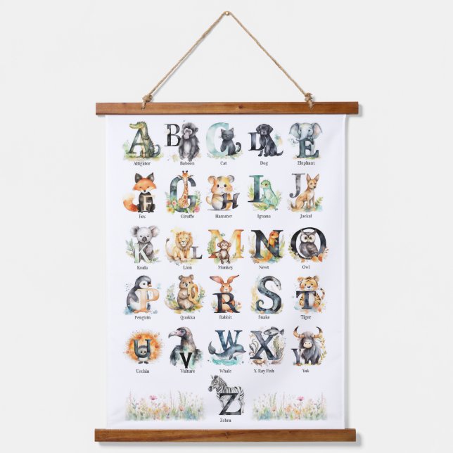 Tierwelt | Kinderzimmer Art Wall Wandteppich Mit Holzrahmen (Vorderseite)