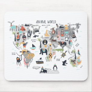 Tierweltkarte Mousepad