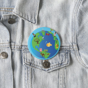 Tierweltkarte Niedliche Tierwelt - Illustration Button