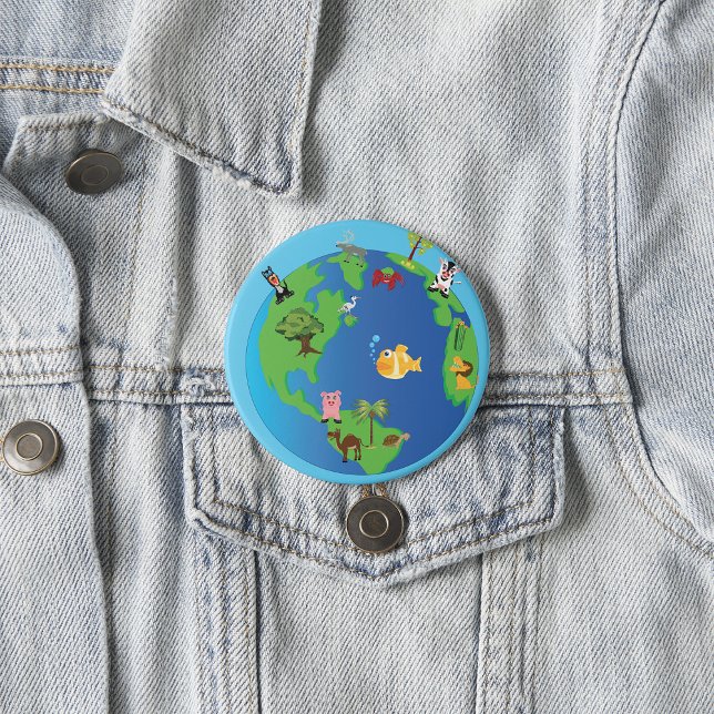Tierweltkarte Niedliche Tierwelt - Illustration Button (Von Creator hochgeladen)