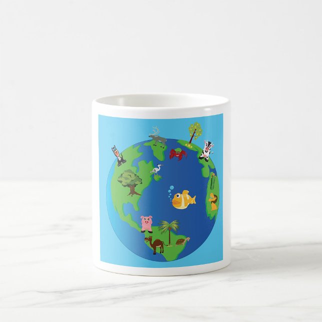 Tierweltkarte Niedliche Tierwelt - Illustration Kaffeetasse (Von Creator hochgeladen)