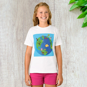 Tierweltkarte Niedliche Tierwelt - Illustration T-Shirt