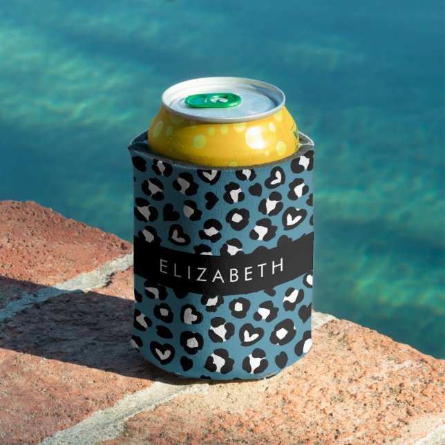 Tierwerbung, Blauer Leopard, Herz, Ihr Name Dosenkühler (In Situ Pool)