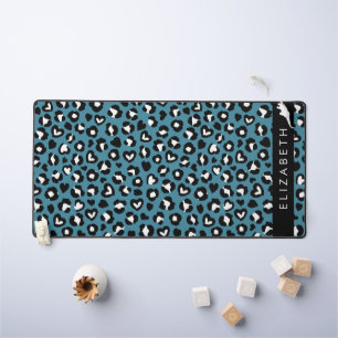 Tierwerbung, Blauer Leopard, Herz, Ihr Name Schreibtischunterlage