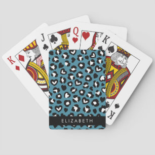 Tierwerbung, Blauer Leopard, Herz, Ihr Name Spielkarten
