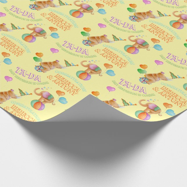 Tierzirkus Art Babyduschverpackung Geschenkpapier (Ecke)