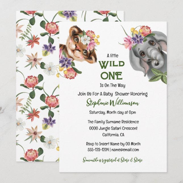 Tierzoo der wild lebenden Tiere der niedlichen Saf Einladung (Vorne/Hinten)
