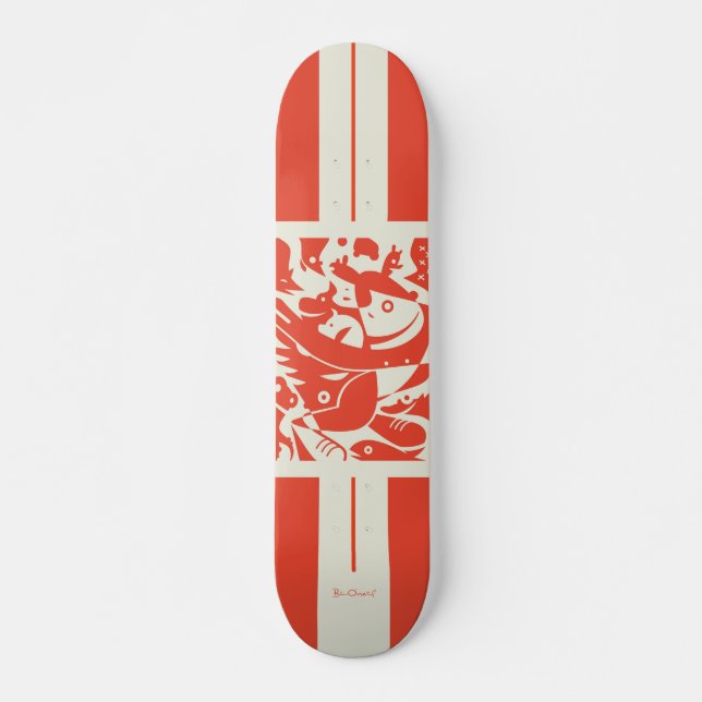 Tierzuchtskateboard Rot Skateboard (Vorne)
