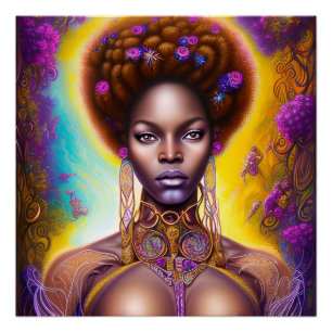 Tiff Queen Auburn Brown Hair Black Melanin Afro Poster