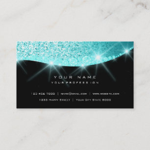 Tiffany Aqua Funkelnd Diamond Glitzer Glam Black Visitenkarte