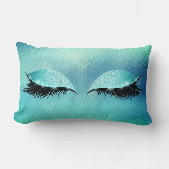 Tiffany Aqua Vip Lashes Glass Sleep Glitzer Makeup Lendenkissen (Vorderseite)