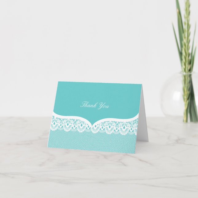 Tiffany Aquamarin Lace Wedding Vielen Dank Dankeskarte (Vorderseite)