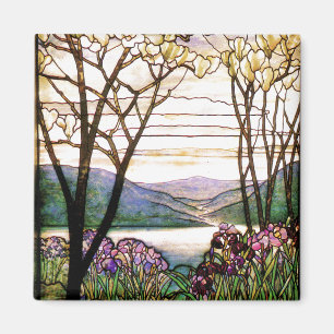 Tiffany beflecktes Glas-Iris-Blumen mit Blumen Magnet