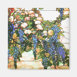 Tiffany beflecktes Glaswisteria-Blumen mit Blumen Magnet