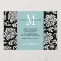 Tiffany Black Monogram Damask Save the Date