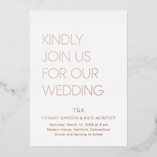 Tiffany Bold Modern Wedding Folieneinladung (Vorderseite)