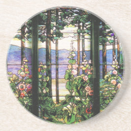 Tiffany-Buntglas-Fensterhollyhocks-Kunst Sandstein Untersetzer