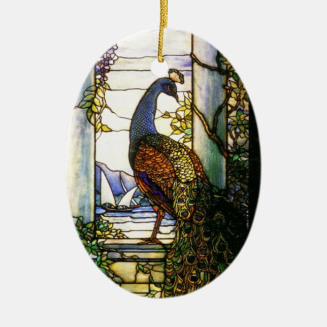 Tiffany-Buntglas-Natur-Verzierung Keramik Ornament (Vorne)