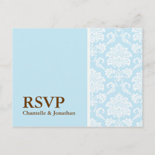Tiffany Damask RSVP Postkarte