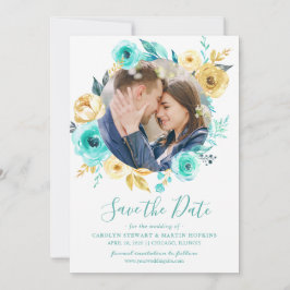 Tiffany Gold Floral Wreath Foto Save the Date