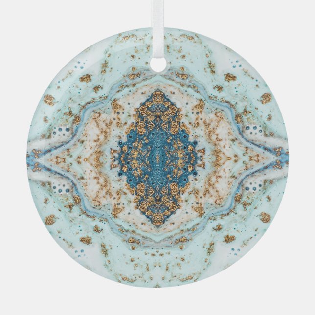 Tiffany Gold: Luxus Marmor Nahtlos Ornament Aus Glas (Vorderseite)