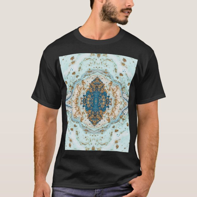 Tiffany Gold: Luxus Marmor Nahtlos T-Shirt (Vorderseite)
