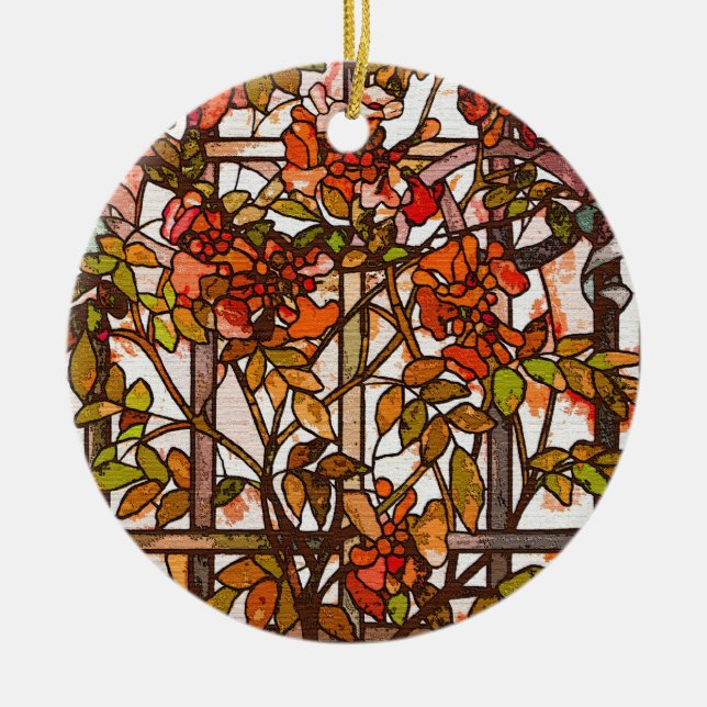 Tiffany-Kunst Nouveau Buntglas-Verzierung Keramik Ornament (Vorne)