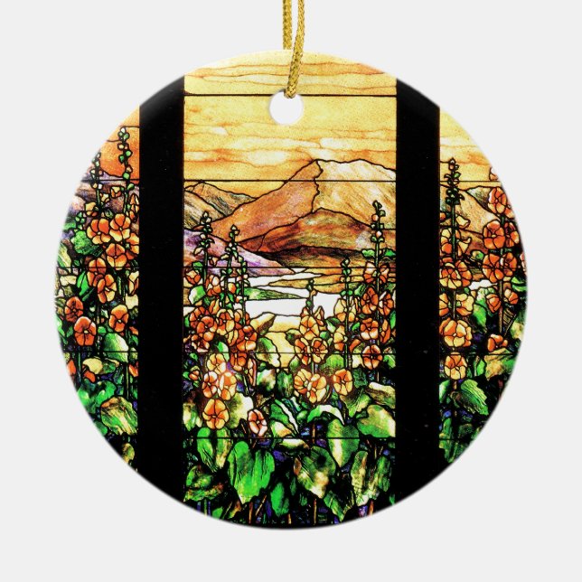 Tiffany-Kunst Nouveau Buntglas-Verzierung Keramikornament (Vorne)