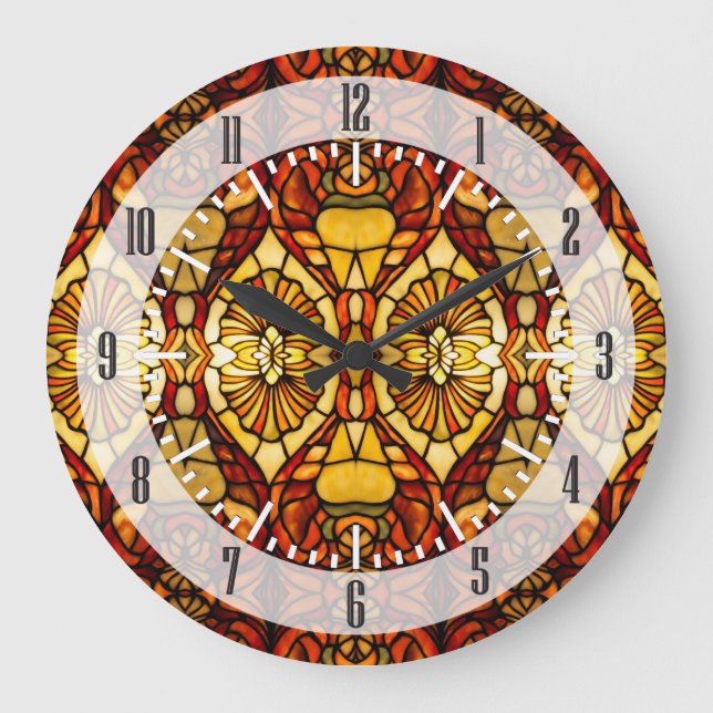 Tiffany Lamp Symmetry Große Wanduhr (Vorderseite)