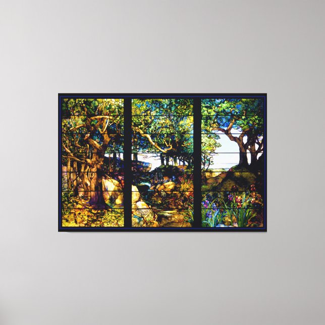 Tiffany Landscape Glasfenster Leinwanddruck (Vorderseite)