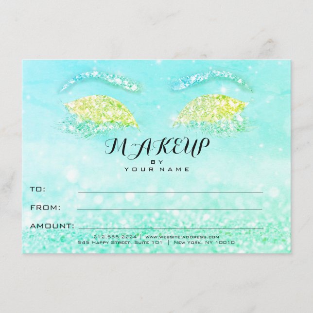 Tiffany Mint Glitzer Makeup Certificate Geschenk (Vorderseite)