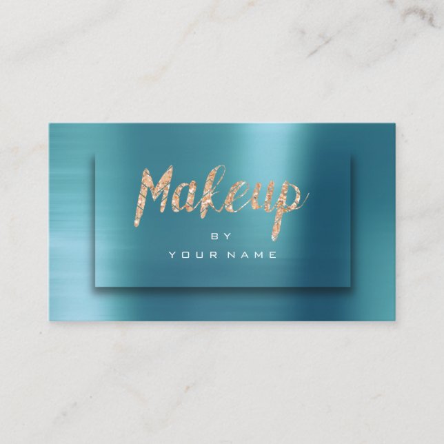 Tiffany Ocean Gold Typograph Makeup Artist 3D Visitenkarte (Vorderseite)