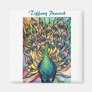 Tiffany-Pfau-Buntglasart KUNST Magnet! Magnet