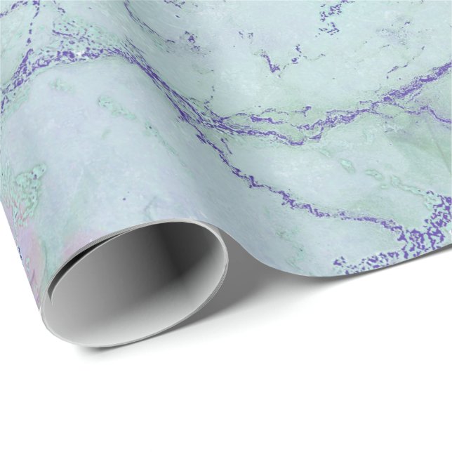 Tiffany Pink Aqua Sapphire Lila Abstrakter Marmor Geschenkpapier (Rolleneckpunkt)