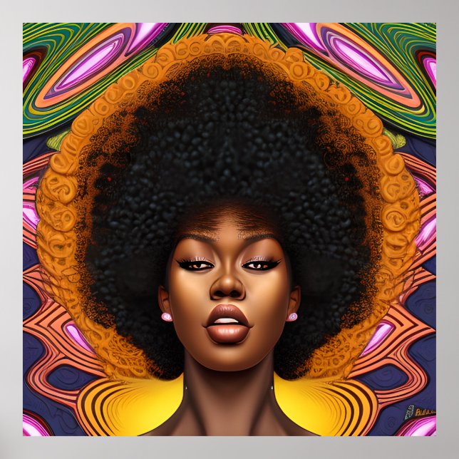 Tiffany Queen Golden Brown Hair Black Melanin Afro Poster (Vorne)