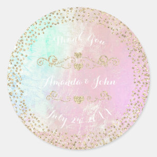 Tiffany Rosa Perlengold Save-the-Date Danke Runder Aufkleber
