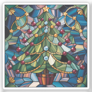 Tiffany-Stil-Buntglas-Weihnachtsbaum Aufkleber