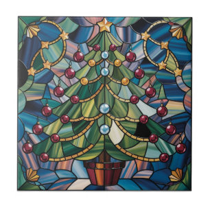 Tiffany-Stil-Buntglas-Weihnachtsbaum Fliese