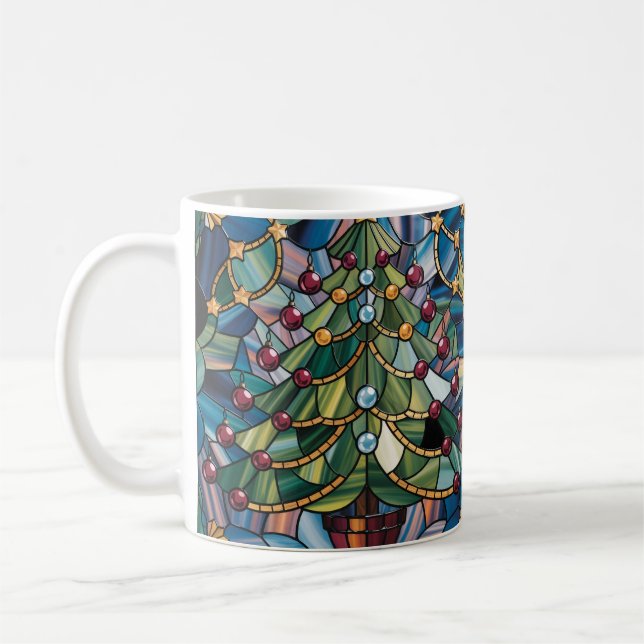 Tiffany-Stil-Buntglas-Weihnachtsbaum Kaffeetasse (Links)