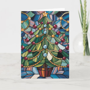 Tiffany-Stil-Buntglas-Weihnachtsbaum Karte