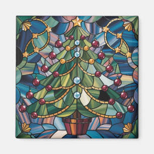 Tiffany-Stil-Buntglas-Weihnachtsbaum Magnet