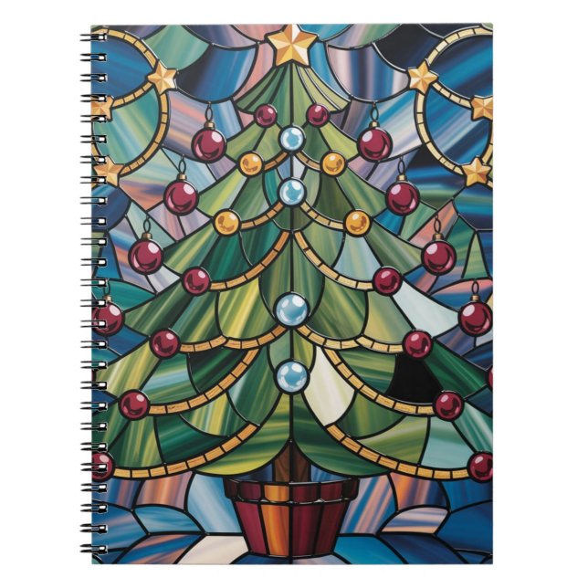 Tiffany-Stil-Buntglas-Weihnachtsbaum Notizblock (Vorderseite)