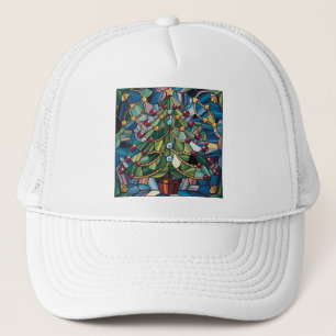 Tiffany-Stil-Buntglas-Weihnachtsbaum Truckerkappe